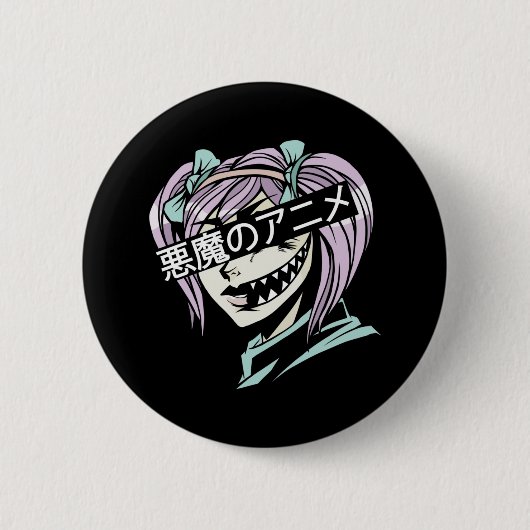 Pastel Goth Manga Aesthetic Girl Creepy Anime Button (Vorderseite)