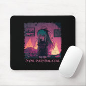 Pastel Goth Menhera I'm Fine Sad Anime Girl Creepy Mousepad (Mit Mouse)