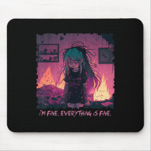 Pastel Goth Menhera I'm Fine Sad Anime Girl Creepy Mousepad