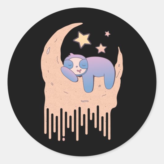 Pastel Goth Moon Ästhetik Kawaii Sloth Runder Aufkleber (Vorderseite)