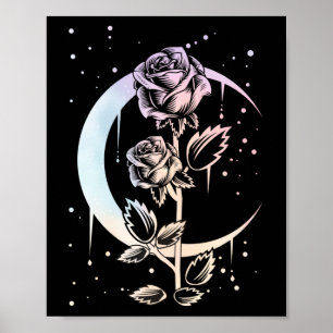 Pastel Goth Moon Blume Witchy Poster