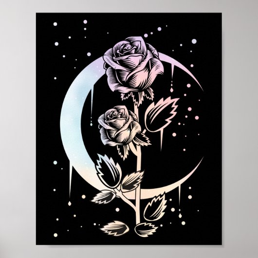 Pastel Goth Moon Blume Witchy Poster (Vorne)