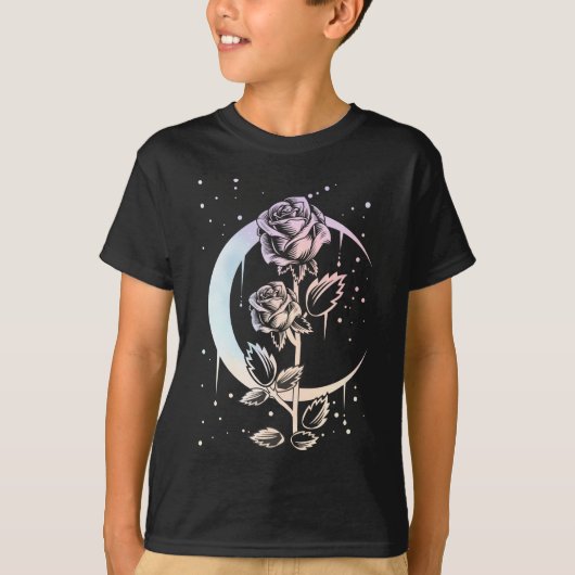 Pastel Goth Moon Flower Witchy T-Shirt (Vorderseite)
