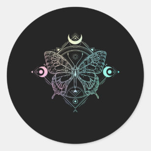 Pastel Goth Moon Gothic Wicca Crescent Butterfly Runder Aufkleber