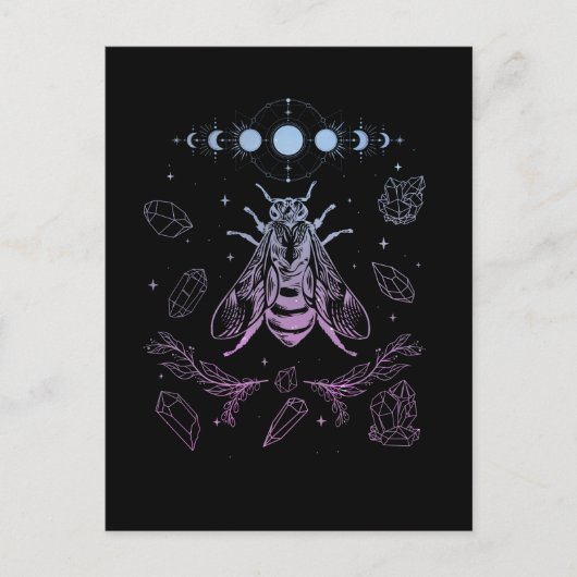 Pastel Goth Moon Insect Gothic Wicca Crescent Bien Postkarte (Vorderseite)