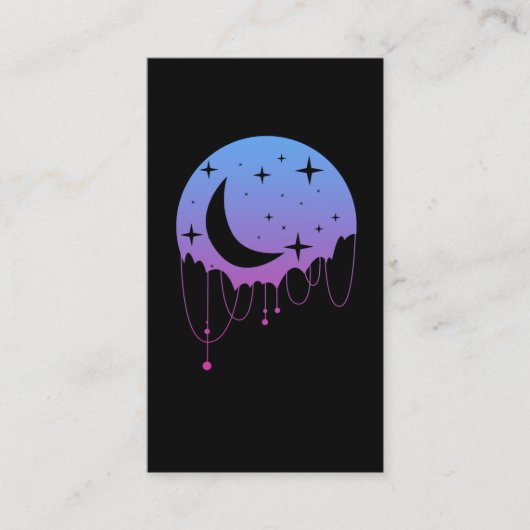 Pastel Goth Moon Kawaii Aesthetic Stars Crescent Visitenkarte (Vorderseite)