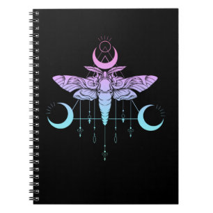 Pastel Goth Moon Kawaii Ästhetische Moth Notizblock