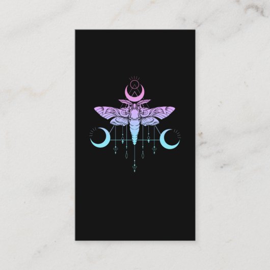 Pastel Goth Moon Kawaii Ästhetische Moth Visitenkarte (Vorderseite)