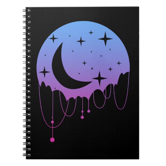 Pastel Goth Moon Kawaii Ästhetische Stars Crescent Notizblock (Vorderseite)