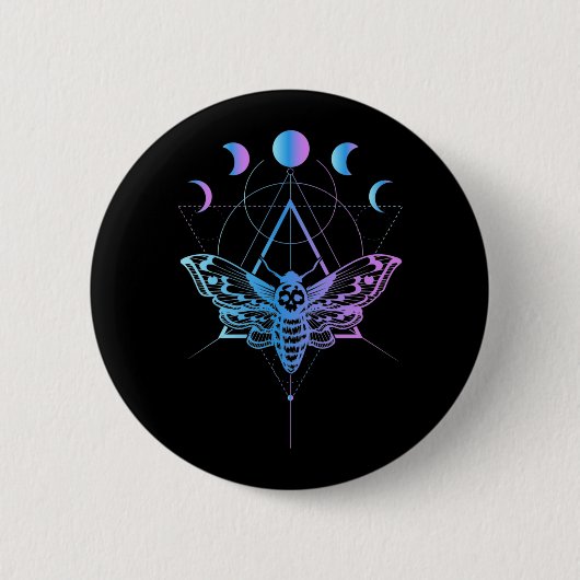 Pastel Goth Moon Moth Crescent Geometrie Button (Vorderseite)