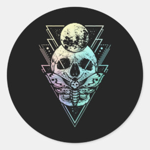 Pastel Goth Moon Skull Gothic Wicca Crescent Moth Runder Aufkleber