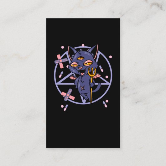 Pastel Goth Moon Wiccan Animal Cat Visitenkarte (Vorderseite)