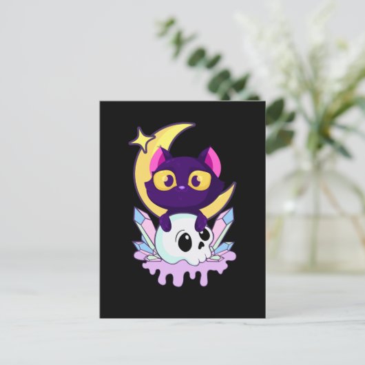 Pastel Goth Moon Wiccan Animal Cull Postkarte (Stehend Vorderseite)