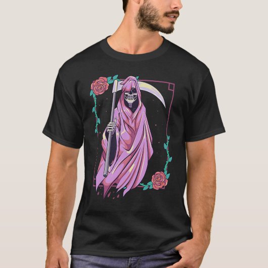 Pastel Goth Occult Spooky Grim Reaper Ghost Tarot T-Shirt (Vorderseite)