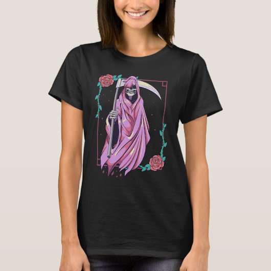 Pastel Goth Occult Spooky Grim Reaper Ghost Tarot T-Shirt (Vorderseite)