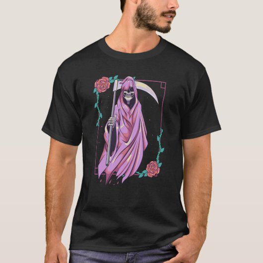 Pastel Goth Occult Spooky Grim Reaper Ghost Tarot T-Shirt (Vorderseite)