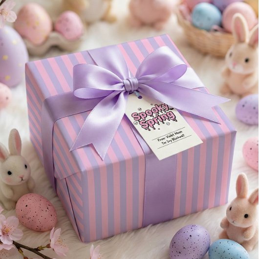 Pastel-Goth-Ostern Pink Lavendel gestreift Geschenkpapier