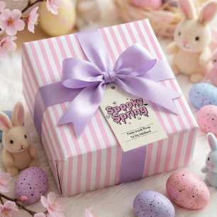 Pastel-Goth-Ostern Rosa Gestreift Alternative Geschenkpapier
