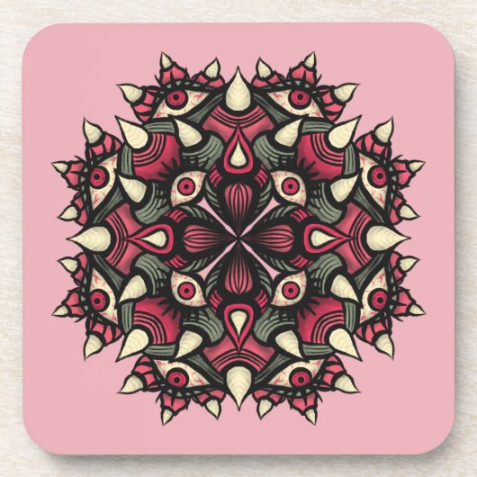 Pastel goth pink Horror Circus Getränkeuntersetzer (Vorderseite)
