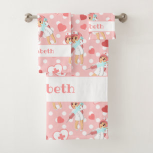 Pastel Goth Pink Kawaii Impfstoff Badhandtuch Set