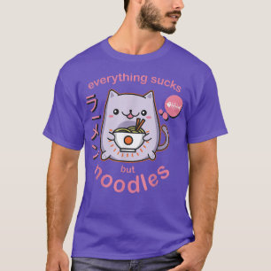 Pastel Goth Ramen Noodle Cat Anime Kawaii  T-Shirt