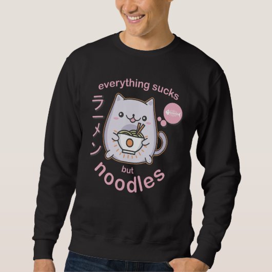 Pastel Goth Ramen Noodle Cat - Geschenk Sweatshirt (Vorderseite)