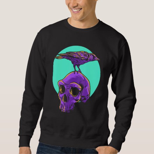Pastel Goth Raven Crow Skull Emo Punk Gothic Bird Sweatshirt (Vorderseite)