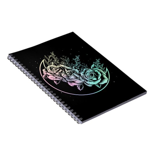 Pastel Goth Rose Moon Gothic Crescent Blume Notizblock (Rechte Seite)