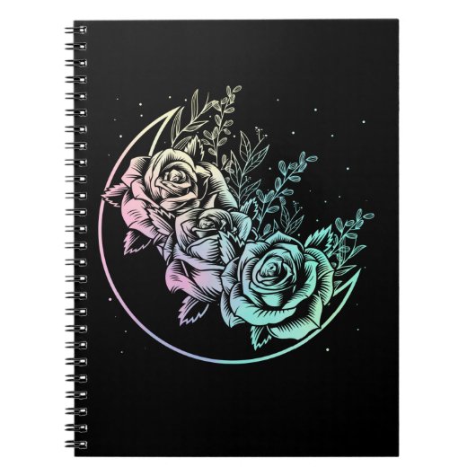 Pastel Goth Rose Moon Gothic Crescent Blume Notizblock (Vorderseite)