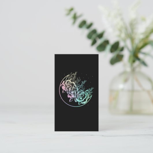 Pastel Goth Rose Moon Gothic Crescent Blume Visitenkarte (Stehend Vorderseite)
