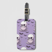 Pastel-Goth-Schädel in Teetasse Gepäckanhänger (Vorderseite Vertikal)
