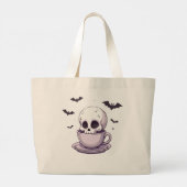Pastel-Goth-Schädel in Teetasse Jumbo Stoffbeutel (Rückseite)