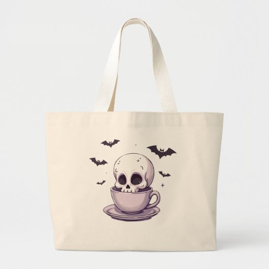 Pastel-Goth-Schädel in Teetasse Jumbo Stoffbeutel (Vorne)