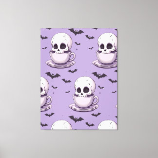 Pastel-Goth-Schädel in Teetasse Leinwanddruck