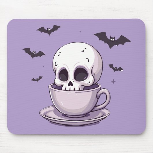 Pastel-Goth-Schädel in Teetasse Mousepad (Vorne)