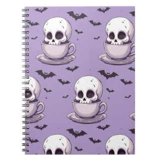 Pastel-Goth-Schädel in Teetasse Notizblock
