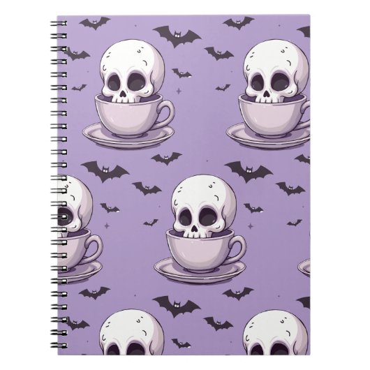 Pastel-Goth-Schädel in Teetasse Notizblock (Vorderseite)
