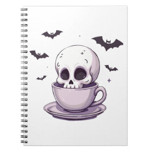 Pastel-Goth-Schädel in Teetasse Notizblock