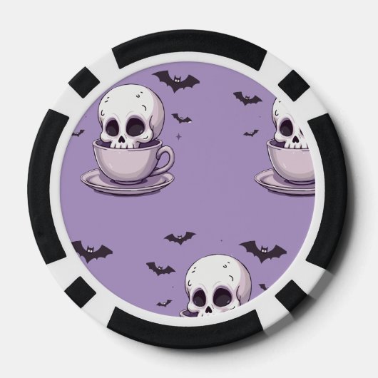 Pastel-Goth-Schädel in Teetasse Pokerchips (Rückseite)