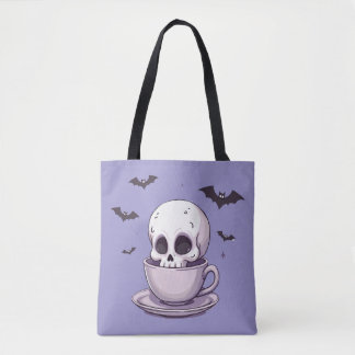 Pastel-Goth-Schädel in Teetasse Tasche