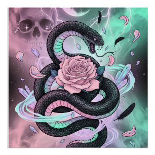 Pastel-Goth-Schlange & Rose Poster