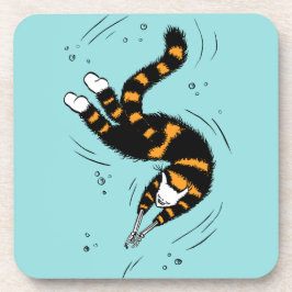 Pastel Goth Schwimmen Katze Skelett Getränkeuntersetzer