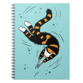 Pastel Goth Schwimmen Katze Skelett Notizblock