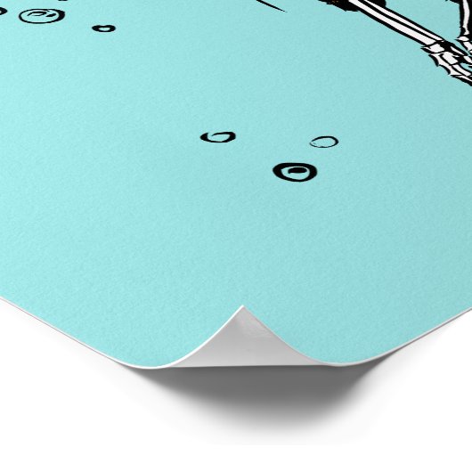 Pastel Goth Schwimmen Katze Skelett Poster (Ecke)