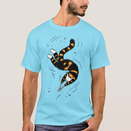 Pastel Goth Schwimmen Katze Skelett T-Shirt (Vorderseite)