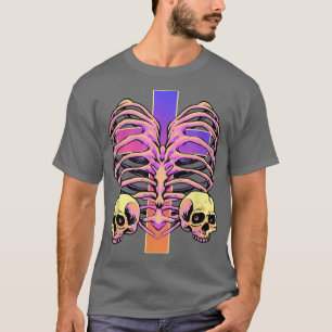 Pastel Goth Skeleton Rib Käfig Herz Gothischer Hal T-Shirt