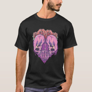 Pastel Goth Skull Herzmuster Rose Blume Emo Pu T-Shirt