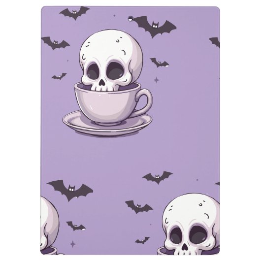 Pastel Goth Skull in Teacup Klemmbrett (Rückseite)