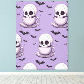 Pastel Goth Skull in Teacup Leinwanddruck (Insitu (Holzboden))