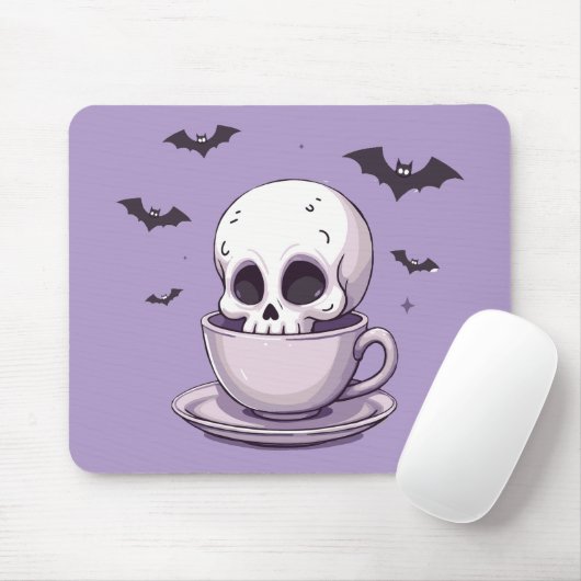 Pastel Goth Skull in Teacup Mousepad (Mit Mouse)